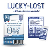 Pack LUCKY-LOST 2 códigos QR adhesivos y 1 tarjeta de PVC de regalo