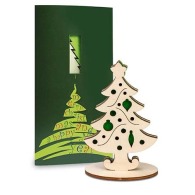 Tarjeta de felicitación Premium con figuritas de fieltro y madera - Premium 4/0-c - Árbol de Navidad