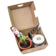 Caja regalo de Navidad - Macetas de barro, Papá Noel de chocolate, moldes de árbol de Navidad y un vaso de mermelada de naranja