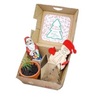 Set de regalo de Navidad - Macetas de barro, Papá Noel de chocolate, moldes de árbol de Navidad y figurita de muñeco de nieve e