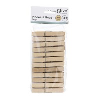 Pince linge x24 bois, beige