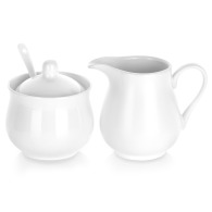 Sucrier et crémier, porcelaine blanche, 3 pièces