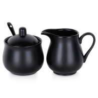 Sucrier et crémier, porcelaine noire, 3 pièces