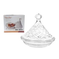 Sucrier, récipient en verre à motif losanges, 12,5