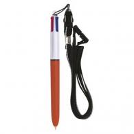 4-farbiger Bic-Stift mit feinem Kugelschreiber und Nackenband