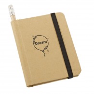 Ecological notepad made of recycled paper with hard cover eraser pencil