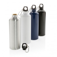 Aluminium water bottle 75cl with carabiner