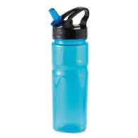 Kunststoffflasche mit zusammenklappbarem Strohhalm