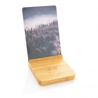 Cadre photo avec chargeur sans fil bambou