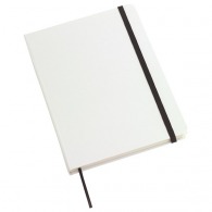 Carnet personnalisé A5 blanc avec élastique de couleur à couverture rigide