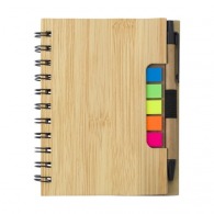 Cuaderno de bambú A5 con bolígrafo y notas