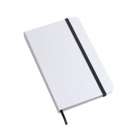 Carnet personnalisable A6 blanc avec élastique en couleur à couverture rigide