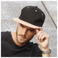 Snapback cap with cork visor