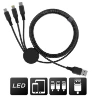 DABURU - Câble personnalisable USB-A vers 3-en-1 - Charge Ultra-Rapide 3A 20W