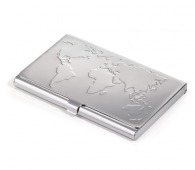 Porta tarjetas del mapa mundial de metal