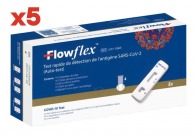 Packung mit 5 flowflex covid-19 Antigen-Selbsttests zur nasalen Entnahme
