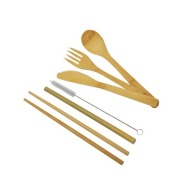 Large set of bamboo cutlery