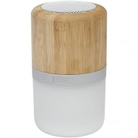 Haut-parleur personnalisable Bluetooth® en bambou avec lumière