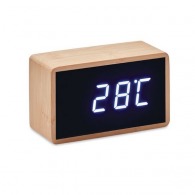Horloge logotée à LED en bambou