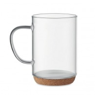 LISBO Tasse aus Glas Korkbasis
