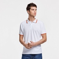 NATION - Short sleeve polo shirt with jackard collar and cuffs and 3 button placket