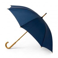 Cane umbrella with curved wooden handle and grip