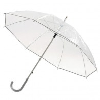 Transparent umbrella with curved aluminium handle