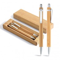 Bamboo ballpoint pencil and mechanical pencil set