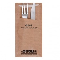 Kraft cutlery pouch with napkin