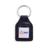 Square shaped leather key ring