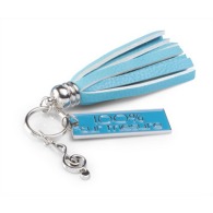 Pompon key ring in imitation leather