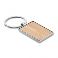 Rectangle bamboo and metal key ring
