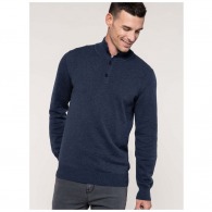 Pullover with buttoned collar