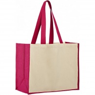 Sunset cotton and jute shopping bag