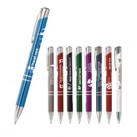 Un bolígrafo personalizable de metal brillante