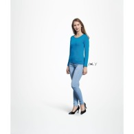 T-shirt femme col rond manches longues couleur sol's - majestic - 11425c