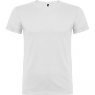 Camiseta de manga corta con cuello redondo de doble capa con elastano BEAGLE (Blanco, Tallas de niño)