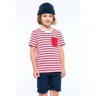 T-shirt personnalisable rayé marin avec poche manches courtes enfant