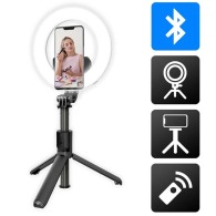 Yubiwa - 3-in-1 bluetooth selfie pole with light ring and tripod