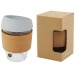 Gobelet Lidan de 360ml en verre borosilicate avec grip en liège et couvercle en silicone bedrijfs cadeau