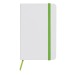 Carnet A6 blanc avec élastique en couleur à couverture rigide, Carnet à couverture rigide publicitaire