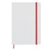 Carnet A5 blanc avec élastique de couleur à couverture rigide, Carnet à couverture rigide publicitaire