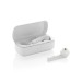 Un par de auriculares inalámbricos con almohadillas para los oídos, auricular Bluetooth inalámbrico publicidad
