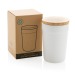 Mug 300ml en PP recyclé GRS avec couvercle en bambou FSC® cadeau d’entreprise