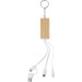 Porte-clés câble de charge en bambou Sutton, Porte-téléphone portable et support, socle, base pour smartphone publicitaire