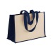 Tote-bag avec soufflet en coton 280g/m², détails en toile de jute, anses longues, Tote bag publicitaire