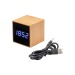 Horloge réveil et display température à LED blanche, en bambou cadeau d’entreprise