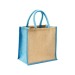 Mini tote bag en toile de jute avec anses et inserts colorés, Tote bag publicitaire