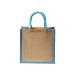 Mini tote bag en toile de jute avec anses et inserts colorés, Tote bag publicitaire