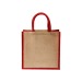 Mini tote bag en toile de jute avec anses et inserts colorés, Tote bag publicitaire